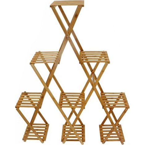 TRADE SHOP - Scaffale Portafiori Piante In Bambù Naturale 4–9 Ripiani Portavasi 136x28x115cm 70441a - (1/3)