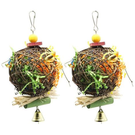 Sollbry Jouets pour oiseaux pour perruches, calopsittes, conures, inséparables, oiseaux à la recherche de nourriture, déchiquetage, jonc de mer, avec divers jouets pour oiseaux (1/5)