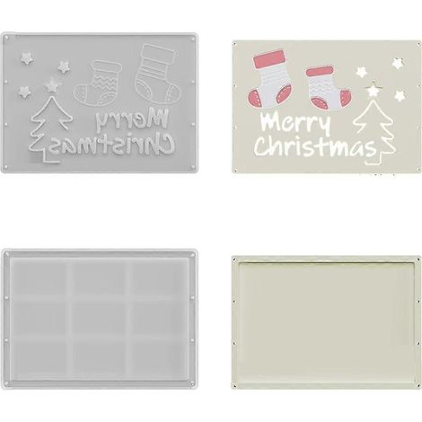 Moule en silicone pour porte-monnaie (2 pièces) - Pochoirs en forme de chaussette - Moule pour enveloppe de Noël - Convient pour plâtre, résine et argile A (1/5)