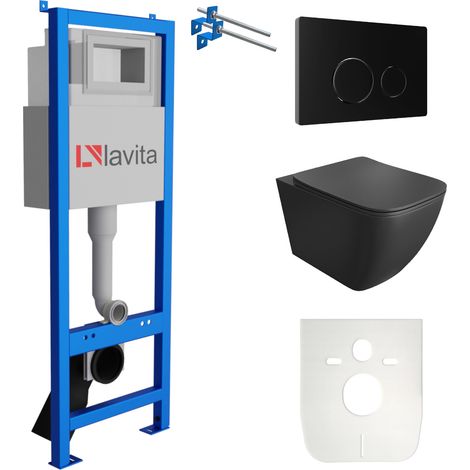 LAVITA WC Set mit Vorwandelement, Wand-WC und Spülknopf (1/5)