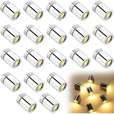 Lot de 20 mini guirlandes lumineuses LED à piles en métal blanc chaud pour décoration de maison de poupée, fête de mariage, bricolage, terrarium, micro paysage (argent métallique) (1/5)