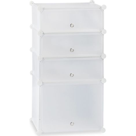 Scarpatiera stretta 91 x 49 x 36,5 cm 4 scomparti modulari pratica organizzazione in plastica bianca 130005468