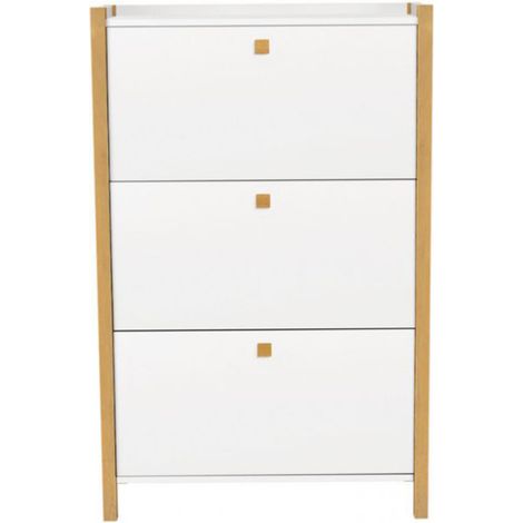 Meuble à Chaussures 3 Compartiments "Hannover" 121cm Blanc (1/4)