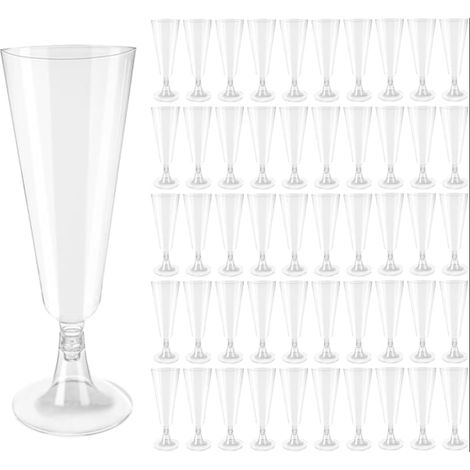 Transparent Reusable Champagne Flutes and Base, 150 ml for Weddings, Birthdays, Camping, Festivals (1/5)