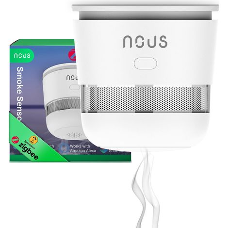 NOUS E8 DÉTECTEUR DE FUMÉE ZIGBEE INTELLIGENT, CAPTEUR PHOTOÉLECTRIQUE AVEC ALARME 85DB, BATTERIE 3 ANS, CONTRÔLE VIA APPLICATIO