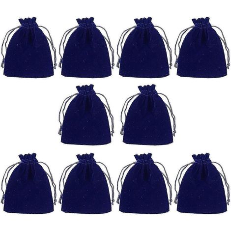Un ensemble de 10 petites pochettes à dés réutilisables en velours doux avec fermeture à cordon est parfait pour contenir des bijoux, des bonbons ou des cadeaux de mariage (bordeaux) et des saphirs. (1/5)