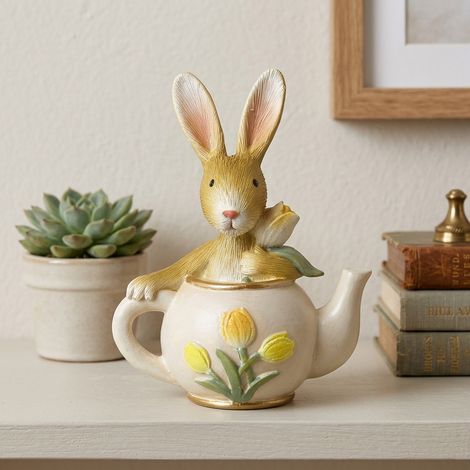 Springtime Rabbit In Teapot Ornament (1/3)
