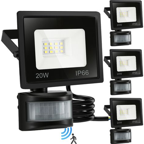 Wolketon LED Fluter mit Bewegungssensor 4X 20W Außenbeleuchtung Scheinwerfer Strahler Kaltweiß