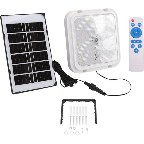 Plafonnier solaire étanche IP67, haute luminosité, télécommande, 3 couleurs, LED, hangar pour intérieur et extérieur, carré, 128 perles (1/5)