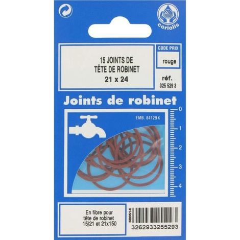 Joint fibre tête de robinet Gripp Diamètre ext 24mm Int 21mm x15