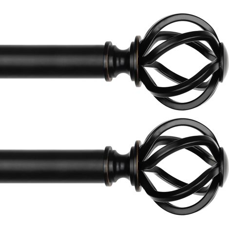 Lot de 2 Tringle rideau,80-148 cm,diamètre 22 mm,extensible,embouts floraux,supports inclus,chambre,salon