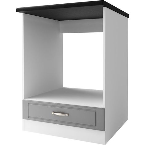 Tendencio – Meuble de cuisine bas four 60 cm – 1 tiroir – Mélaminé gris – Module haut de gamme pour espaces optimisés