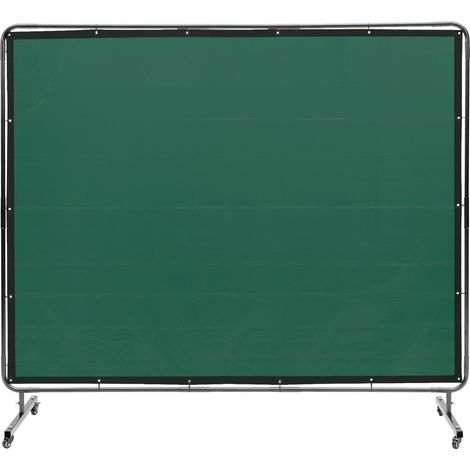 Mophorn Schweißschutzwand mit Rahmen, 6' x 8' flammhemmender Vinylvorhang, mobiler Schweißschutz mit 4 Schwenkrädern (2 feststellbar), professioneller