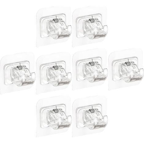 Support pour Tringle à Rideaux Autocollant sans Perçage 8pcs en Plastique, Design Simple, sans Bavure, pour Maison et Magasin (1/5)