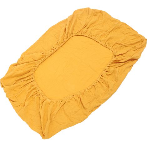 Drap-housse pour lit bébé, 100% coton froissé, doux, respirant et confortable, pour matelas de lit bébé et lit enfant, parfum curcuma (1/5)