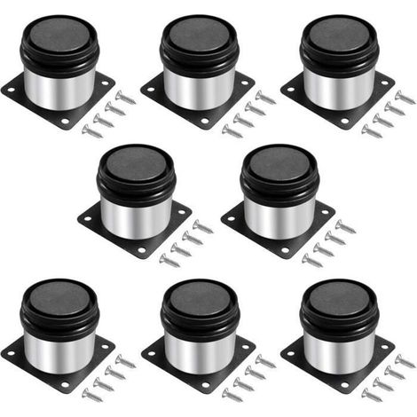 8 Pièces Pied de Meuble Réglables 5 cm, Ronds Métal Acier Inoxydable,Hauteur Réglable 0-15 mm,pour Pied Canapé,Pieds Meuble,Avec (1/5)
