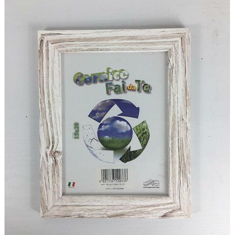 Cornice porta foto in legno vetro in crilex 20x25 cm bianco e beige (1/2)