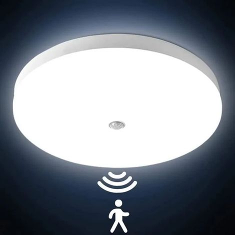 Plafonnier LED 18 W avec détecteur de présence, haute qualité, ultra-fin et rond, détection intelligente, blanc, vendu à l'unité. (1/4)