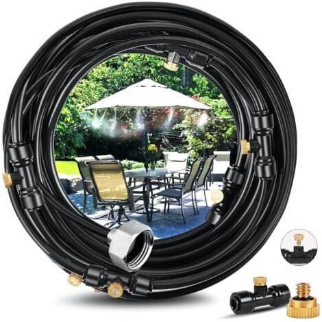 Système De Brumisation 18m, Brumisateur Terrasse Système De Refroidissement De Brumisation Kit De Tuyau Brumisateur Extérieur Pour Jardin Parasol Trampoline Serre Piscine (1/4)