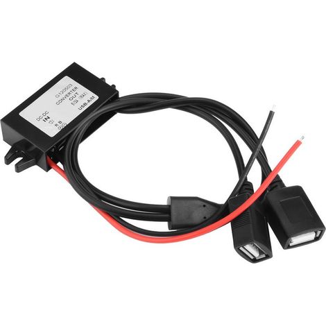 Módulo convertidor reductor de voltaje DC-DC de doble puerto USB de 12 V a 5 V y 3 A (1/5)