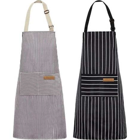 Grembiule da cucina in 2 pezzi, grembiule professionale da cucina per uomo e donna, grembiule da catering, facilmente regolabile, grembiule da barbecue, grembiule da vasaio, grembiule da cucina (1/5)