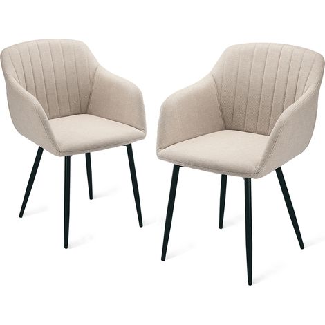 Goeurvant Sillas de comedor minimalistas con asiento ancho y reposabrazos ergonómicos, combinación de confort y elegancia - Juego de 2 - Beige