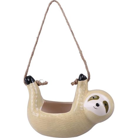 Pot de Fleurs Suspendu Forme de Paresseux Jaune Conteneur Créatif pour Plantes Succulentes Décoration Murale Chic pour Intérieur Maison et Bureau (1/5)