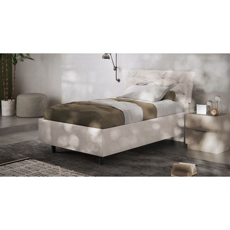 Letto contenitore 122x200 con rete inclusa – Design minimale e funzionale - BERGEN Ghiaccio (1/2)