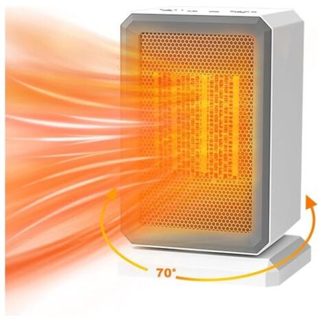 Chauffage céramique PTC 1500W portable - chauffage d'appoint silencieux et économe en énergie avec minuterie, arrêt automatique et rotation 70° (1/4)