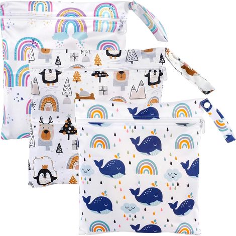 Lot de 3 Sacs Linge Sale Imperméable 30 x 28 cm Sac à Linge de Voyage Étanches avec Fermeture Éclair pour Maillots Bain Sport Gym Vêtements Humides Camping Hôtel (1/5)