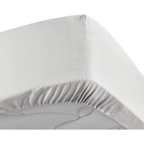 Drap housse - DOUCEUR D'INTERIEUR - 140x190 cm - Percale 100% coton - Bonnet 30 cm - Blanc (1/5)