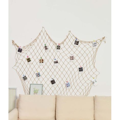 Dekoratives Fischernetz aus Baumwolle, 150 x 200 cm, Strandmotiv, für Zuhause, Schlafzimmer oder Partys. Farbe: Gelb.