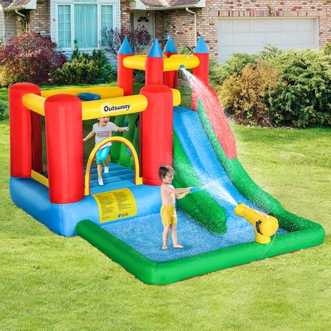 Aire de jeux gonflable pour enfants de 3 à 8 ans avec toboggan, trampoline et piscine, pour 4 enfants maximum, 330 x 245 x 215 cm