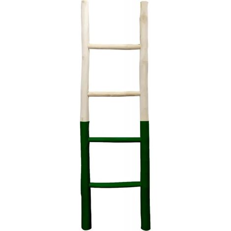 Echelle décorative en bois exotique blanchi et vert foncé - SCALA (1/3)