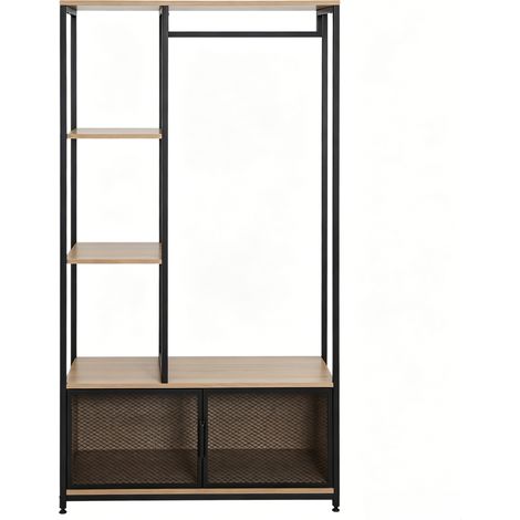 Perchero abierto de metal y MDF con baldas, 90 x 40 x 167 cm (1/5)