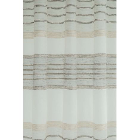 Rideau semi-transparent beige à rayures transversales 140x245 cm polyester entretien simple (1/2)