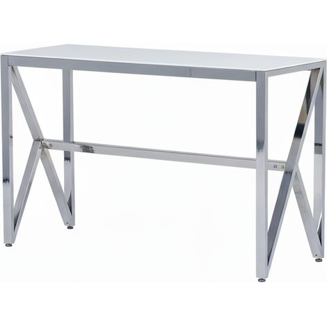 Console métal chrome plateau effet marbre blanc 120x40x78 cm MAJESTIQUE (1/5)
