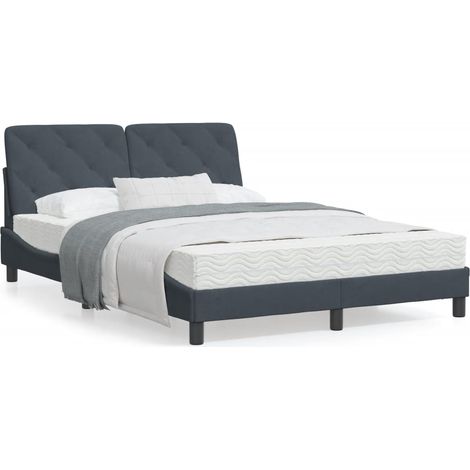 vidaXL Giroletto con LED senza Materasso Grigio Scuro 140x190 cm in Velluto (1/5)