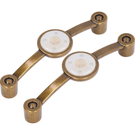 Set aus 2 Schubladengriffen aus antiker Bronze-Zinklegierung, moderner europäischer Landhausstil, weiß gefärbtes Acryl (1/5)