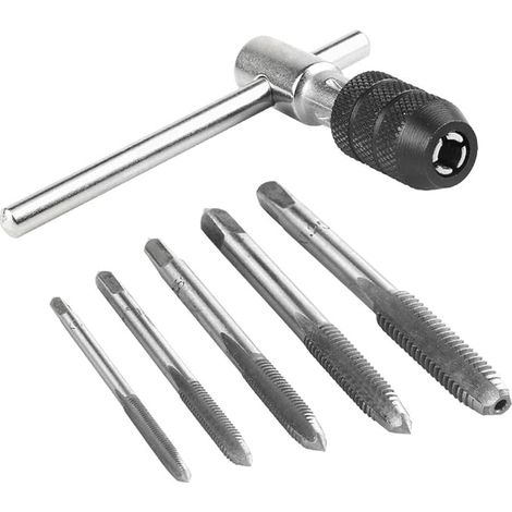 Treki Kit de Clé à Tarauds à Main Métrique T Barre Tourne-à-gauche Réglable avec Taraudage à Filetage en Acier M3 M4 M5 M6 M8 (1/5)
