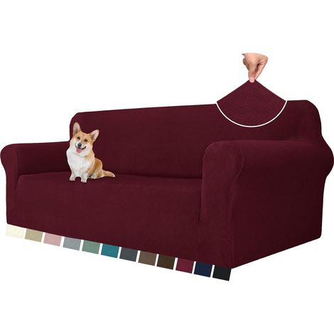 AMXCNOY Housse de canapé 3 places extensible - universelle stretch élastique, Rouge