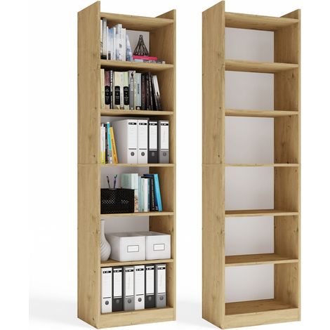 Mobile libreria Rimini 50 cm 7 ripiani per libri e raccoglitori per ufficio in rovere artigianale (1/5)