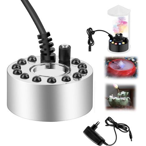 Nébuliseur à Ultrasons Mini pour Fontaine, Étang et Décoration de Noël avec 12 LED Colorées (1/4)