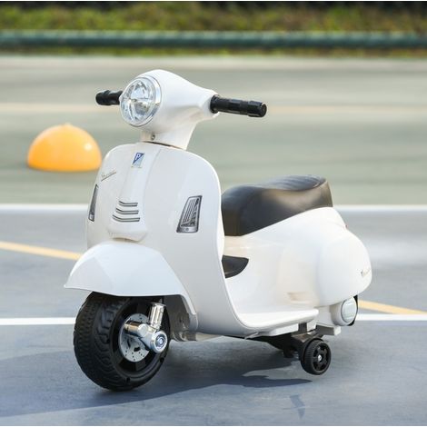 Moto elettrica per bambini VESPA, 18-36 mesi, 3 km/h, LED e suono, bianca OKMYHOME (1/5)