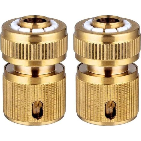 Ensemble de 2 connecteurs rapides pour tuyau d'arrosage en laiton, connecteurs rapides pour tuyau d'arrosage de jardin, connecteurs rapides 1/2" (1/5)