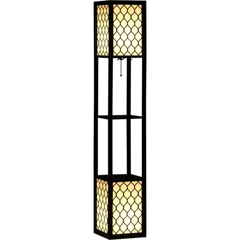 Floor Lamp with Shelves, Dual Light, Modern Tall Standing Lamps for Living Room, Bedroom, with Chain Switch, Bulb not Included, Black (1/2)