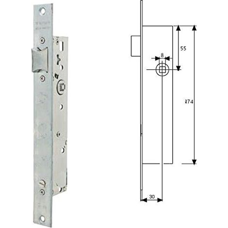 Serrure monopoint à levier basculant pour profilés métalliques en acier inoxydable Entrée 20 mm 2240