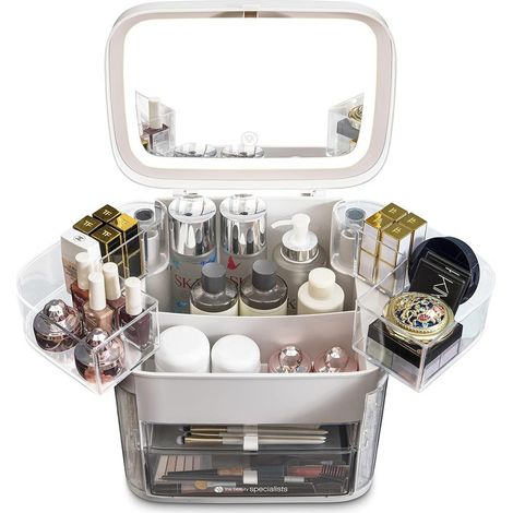 TrAdE Shop Traesio - Organizer Beauty Case Porta Trucco Accessori Gioielli Con Specchio Led Cassetti - (1/5)