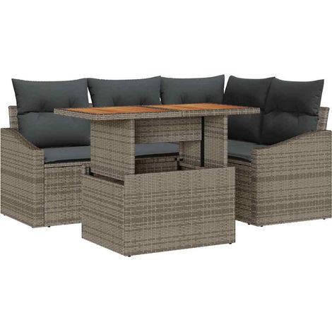 Set Divano da Giardino 5 pcs Grigio Poly Rattan vidaXL (1/5)
