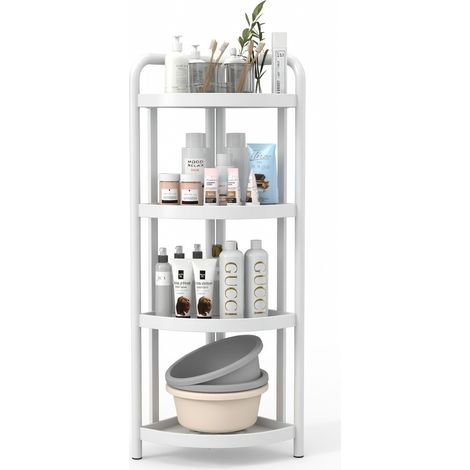 Étagère d'angle au sol pour salle de bain blanc amélioré